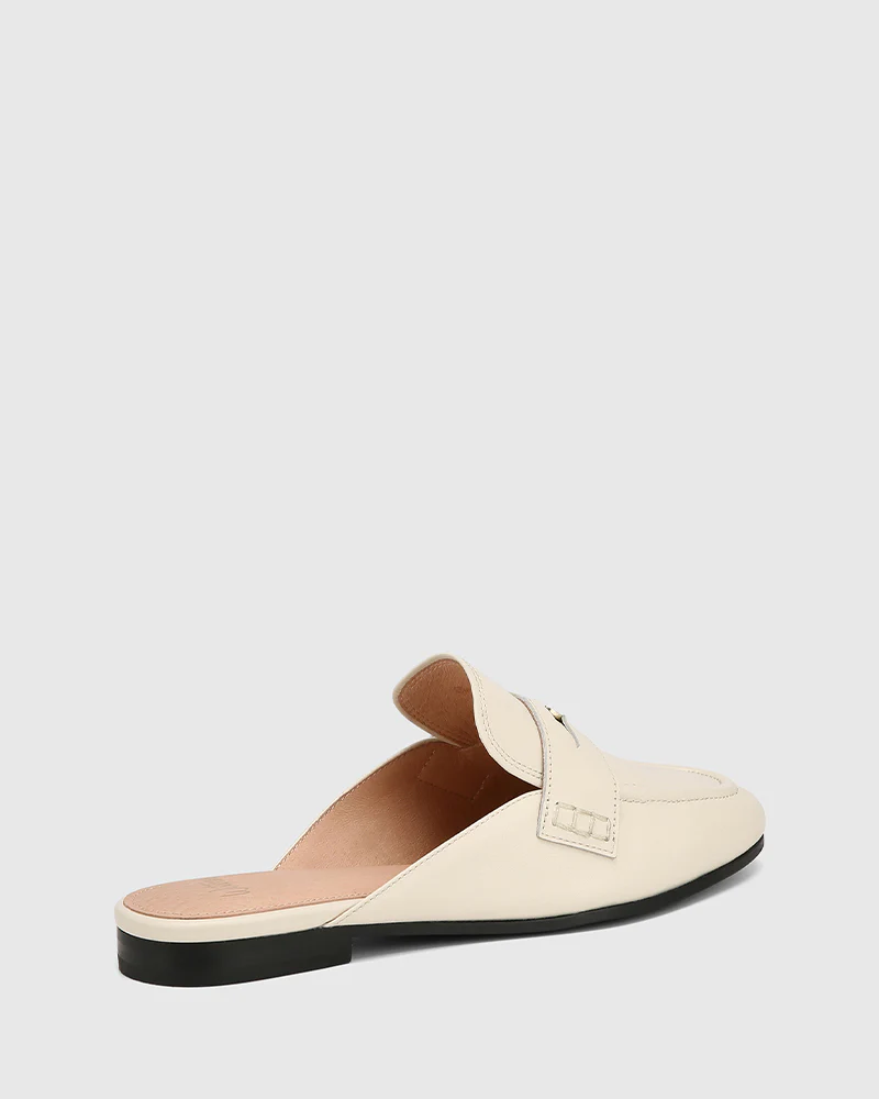 Aaron Vintage Ivory Leather Backless Loafer - Image 4