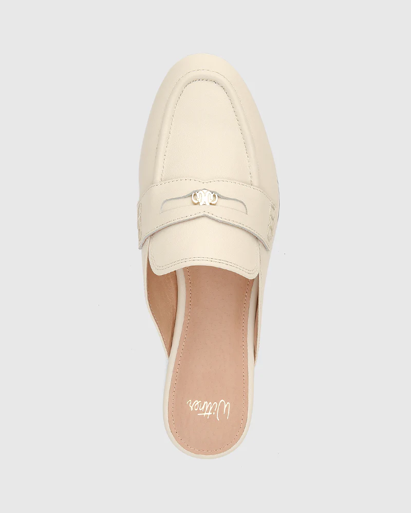 Aaron Vintage Ivory Leather Backless Loafer - Image 5