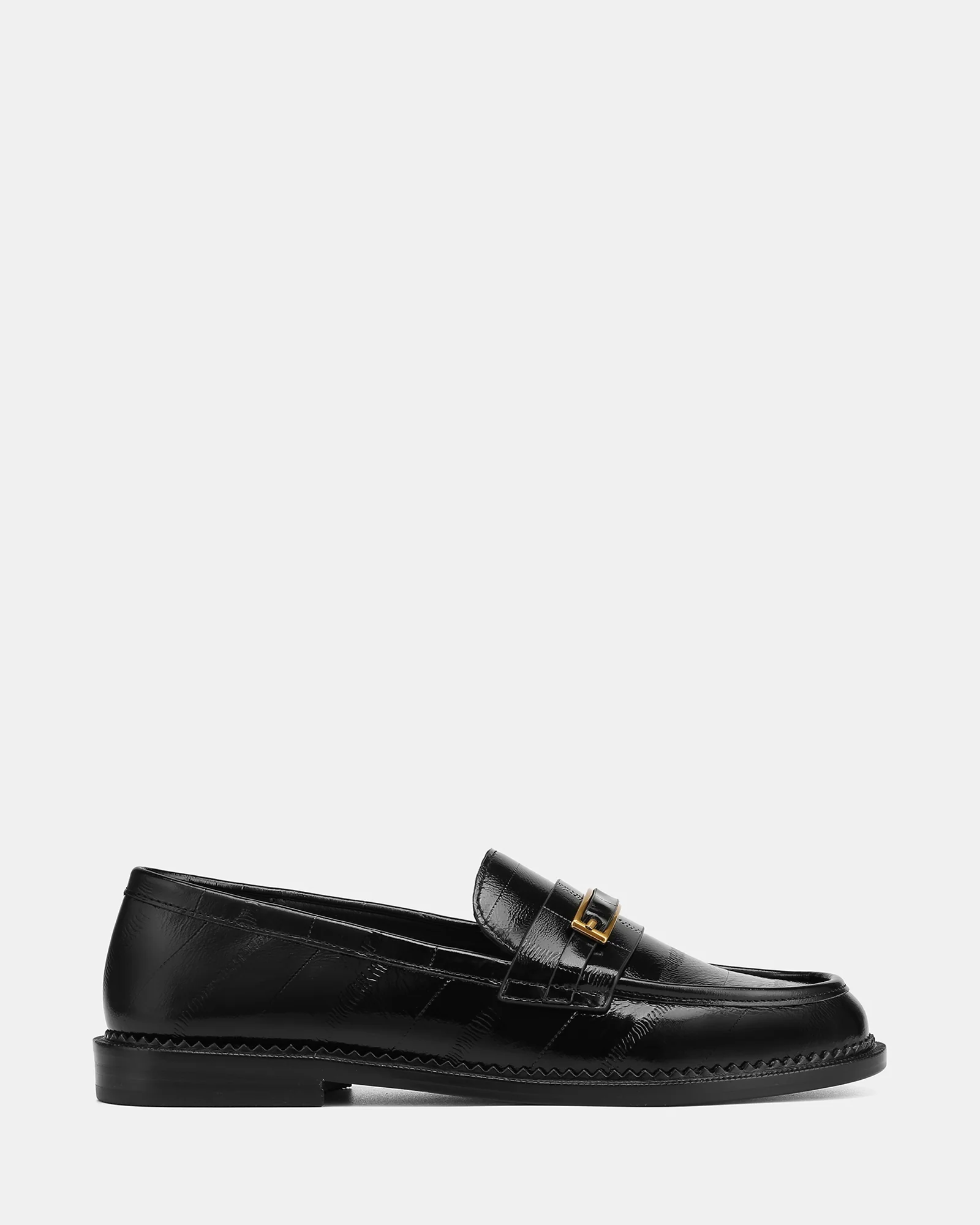Bennett Black Croc Embossed Leather Loafers
