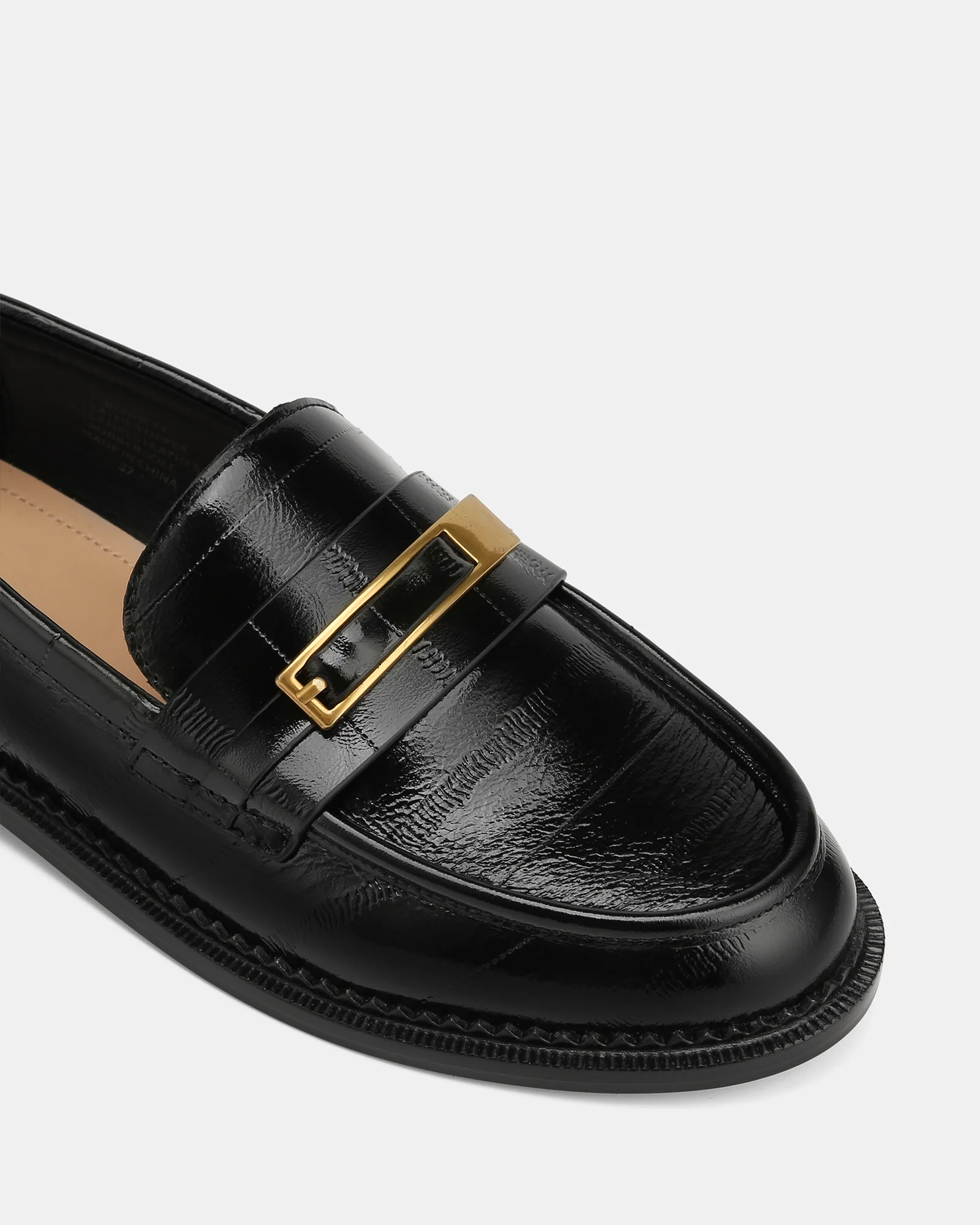 Bennett Black Croc Embossed Leather Loafers - Image 3