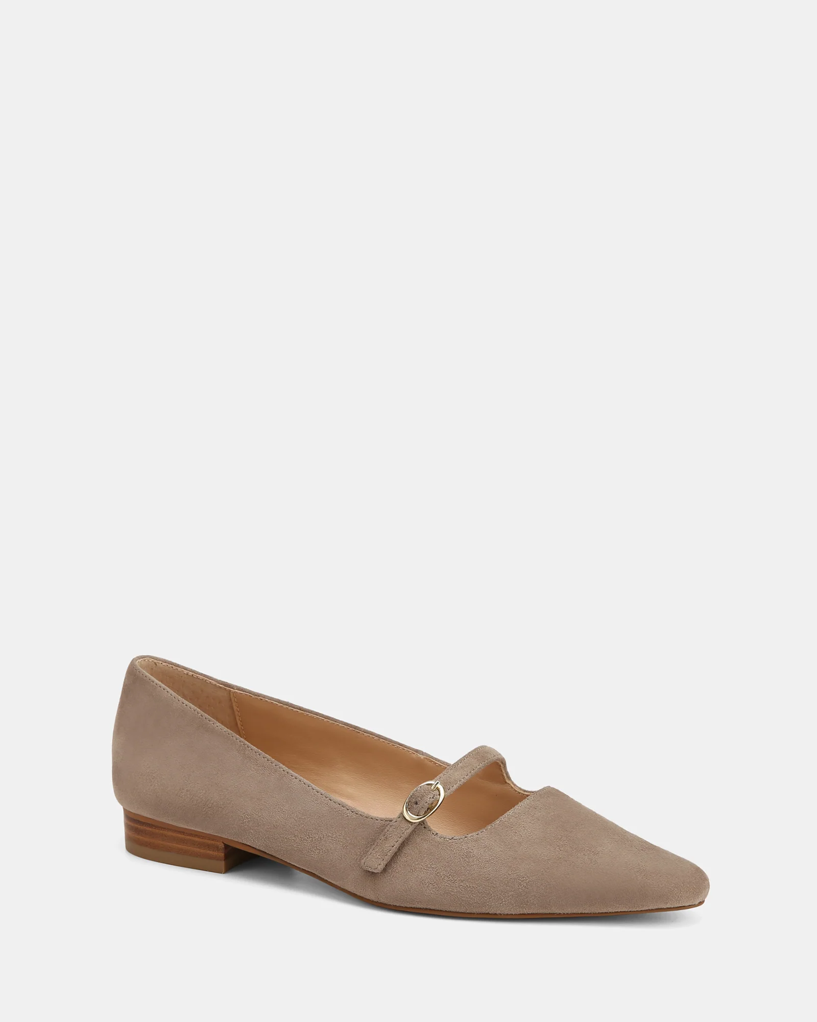 Carina Taupe Suede Leather Pointed Ballet Flat - Image 2