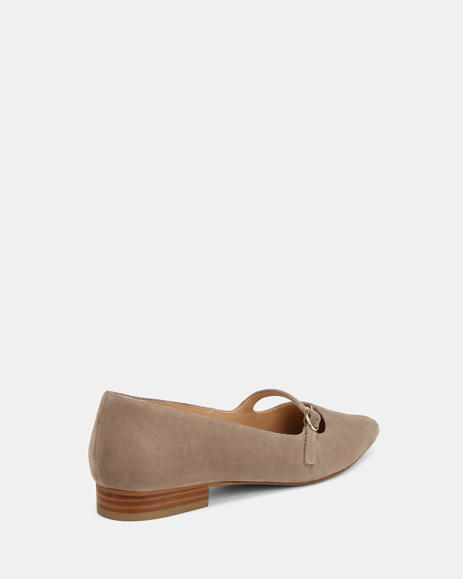 Carina Taupe Suede Leather Pointed Ballet Flat - Image 4