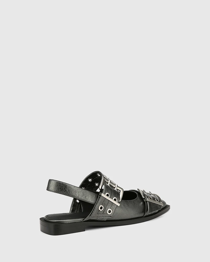 Daxton Gunmetal Metallic Leather Slingback - Image 4