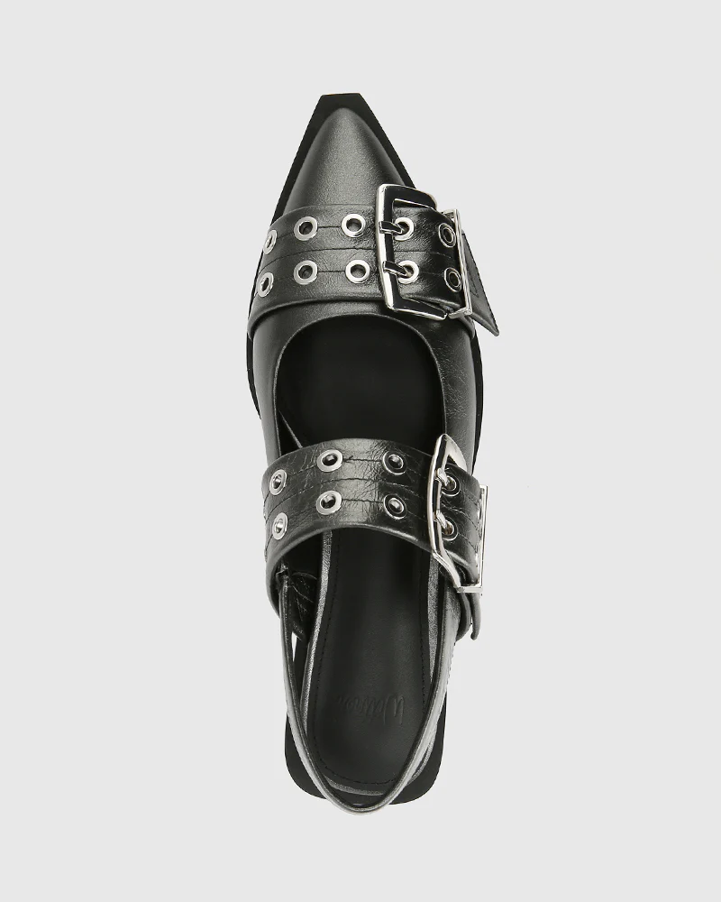 Daxton Gunmetal Metallic Leather Slingback - Image 5