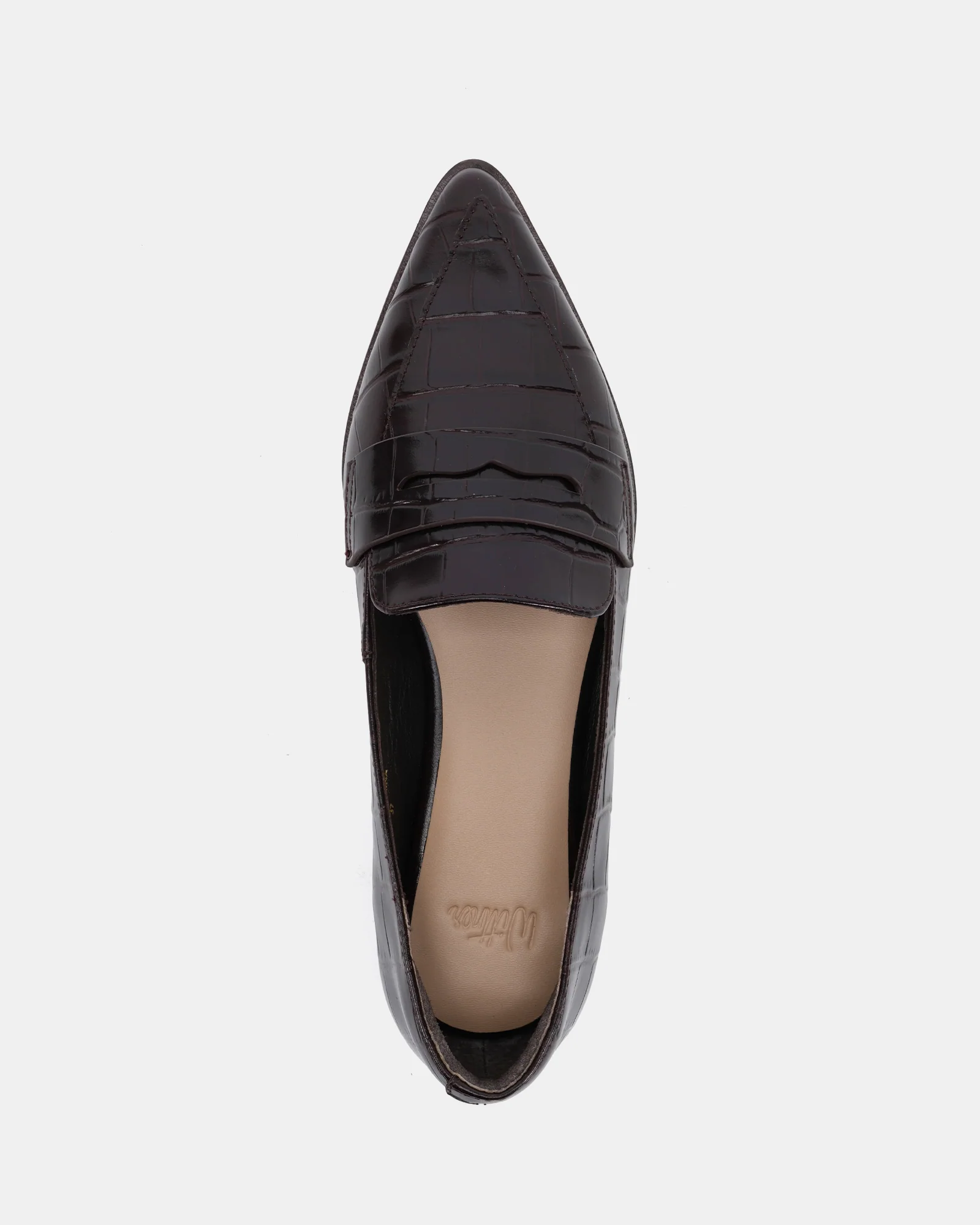 Denver Dark Brown Croc Embossed Leather Loafer - Image 5