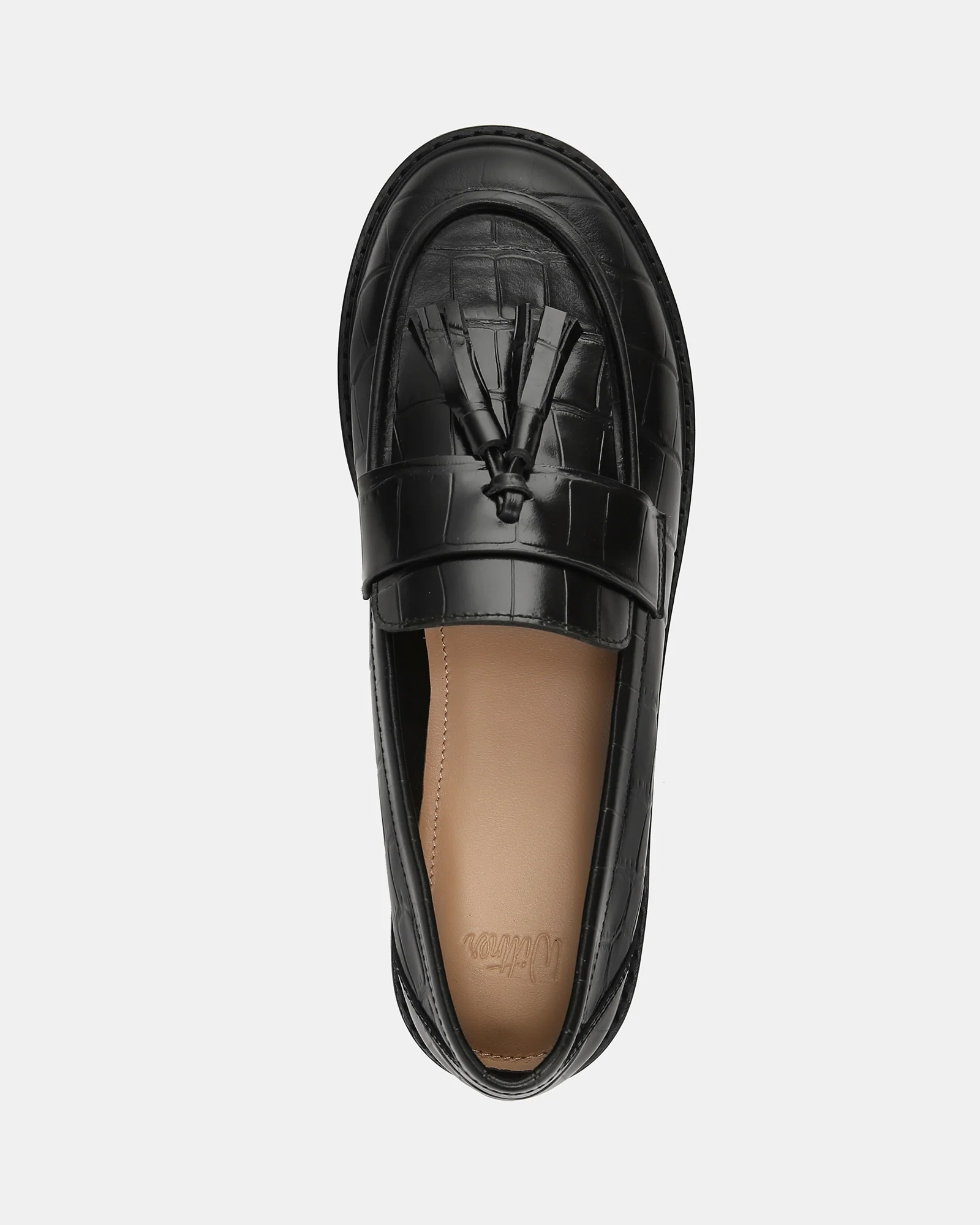Evelyn Black Croc Embossed Leather Loafer - Image 5