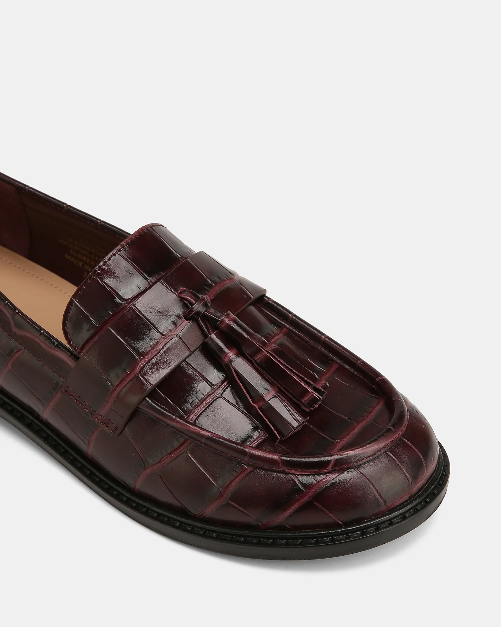 Evelyn Raisin Croc Embossed Leather Loafer - Image 3