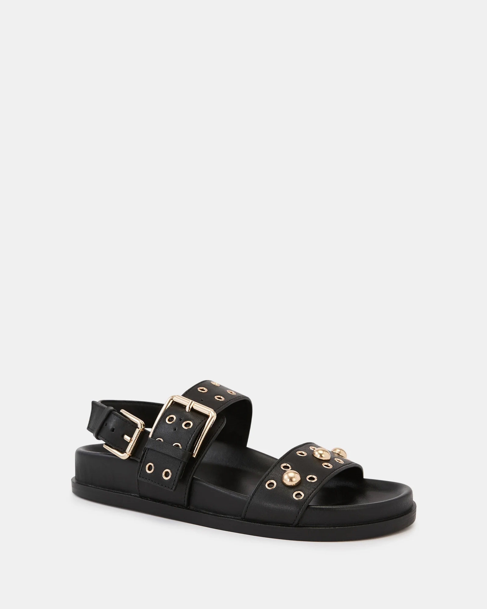 Fifi Black Leather Flatform Sandal - Image 2
