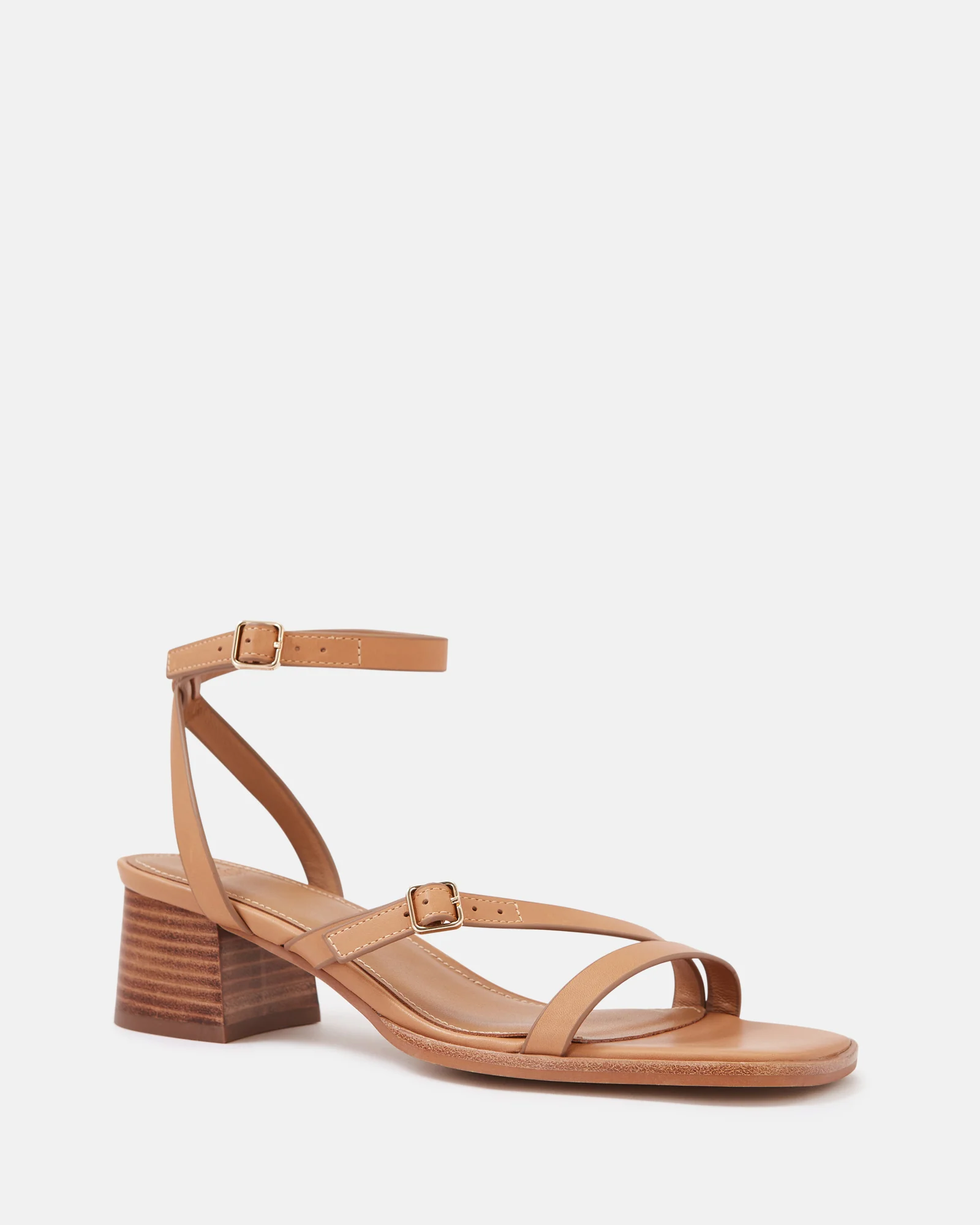 Izzi Dark Sand Leather Block Heel - Image 2