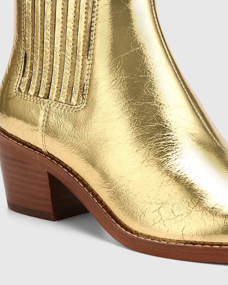 Jiamy Gold Crease Metallic Leather Ankle Boot - Image 3