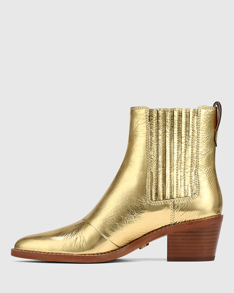 Jiamy Gold Crease Metallic Leather Ankle Boot - Image 6