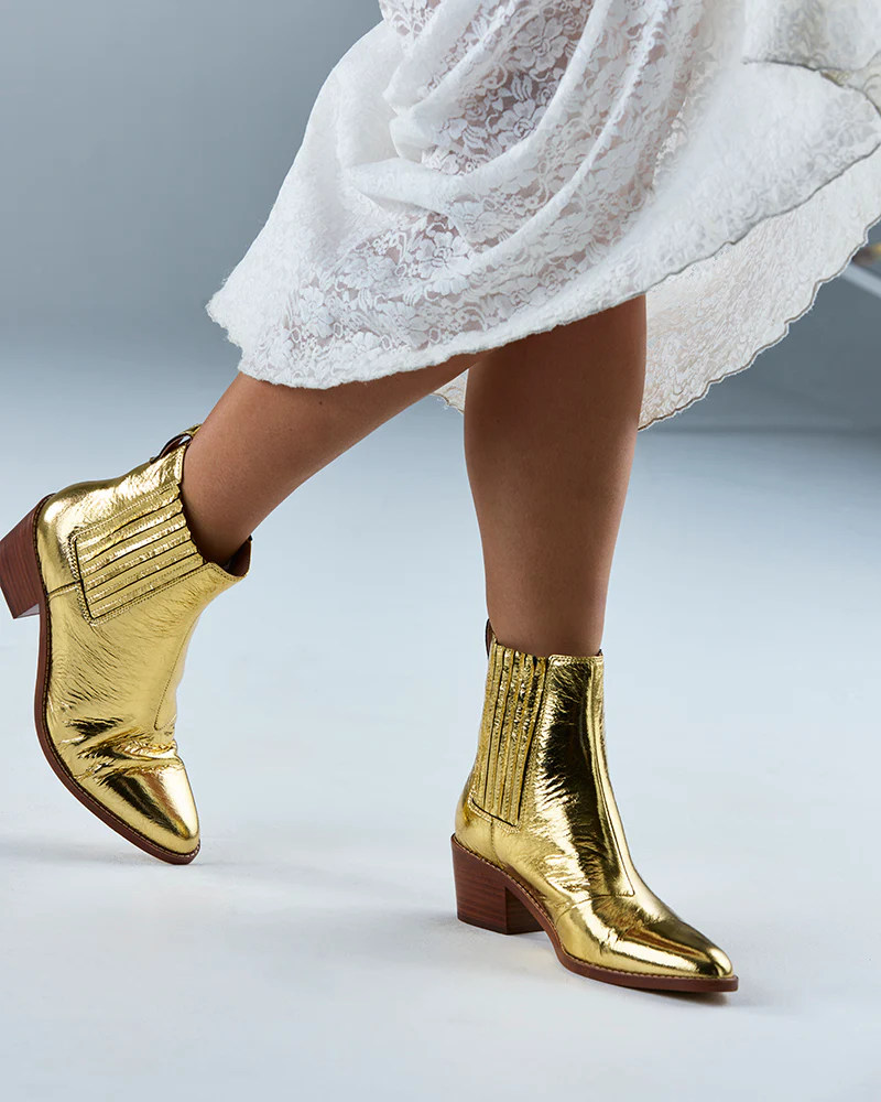 Jiamy Gold Crease Metallic Leather Ankle Boot - Image 7
