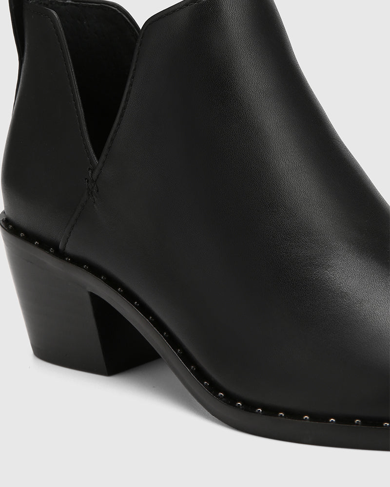 Jiya Black Leather Ankle Boot - Image 3