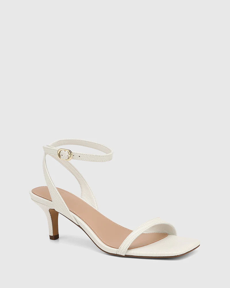 Keenan White Embossed Leather Strappy Heel - Image 2