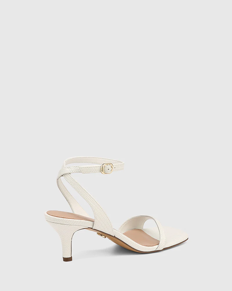 Keenan White Embossed Leather Strappy Heel - Image 4