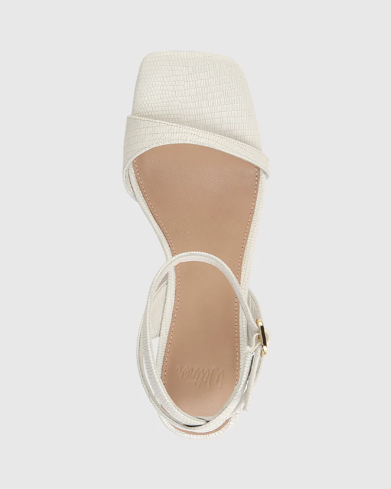 Keenan White Embossed Leather Strappy Heel - Image 5