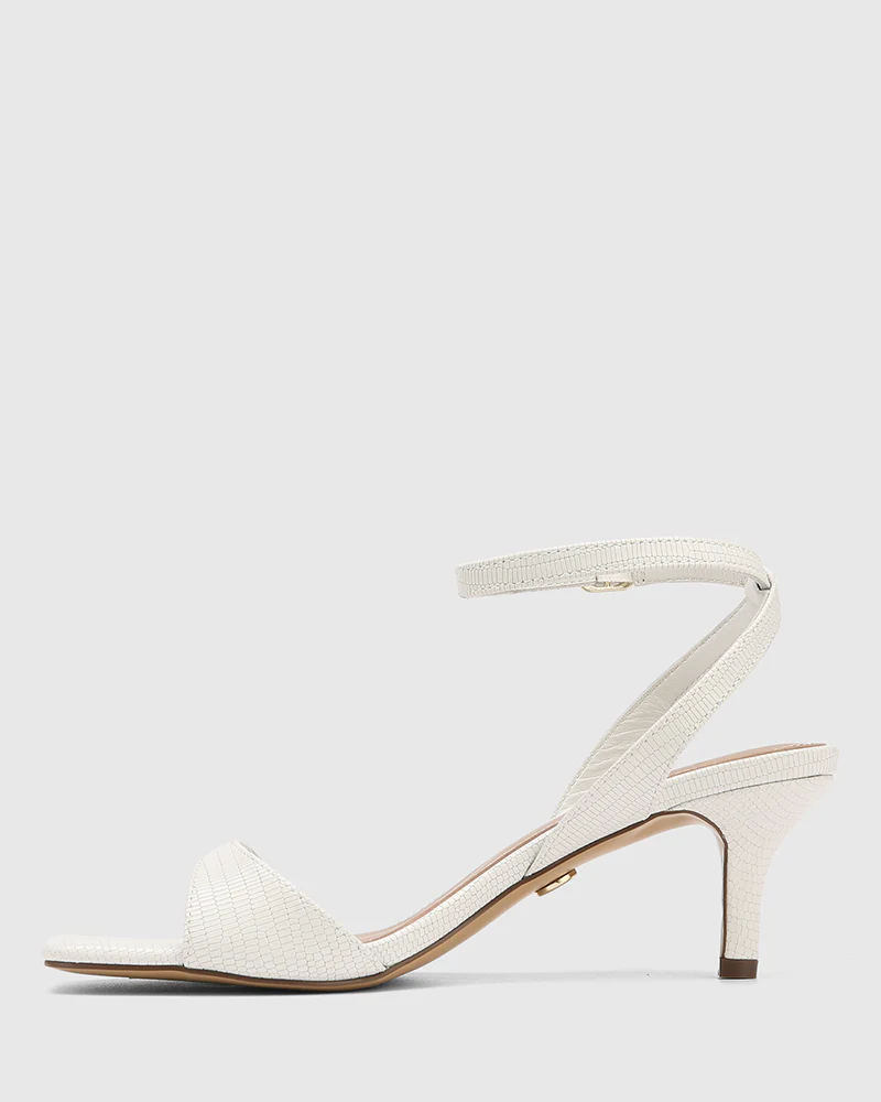 Keenan White Embossed Leather Strappy Heel - Image 6