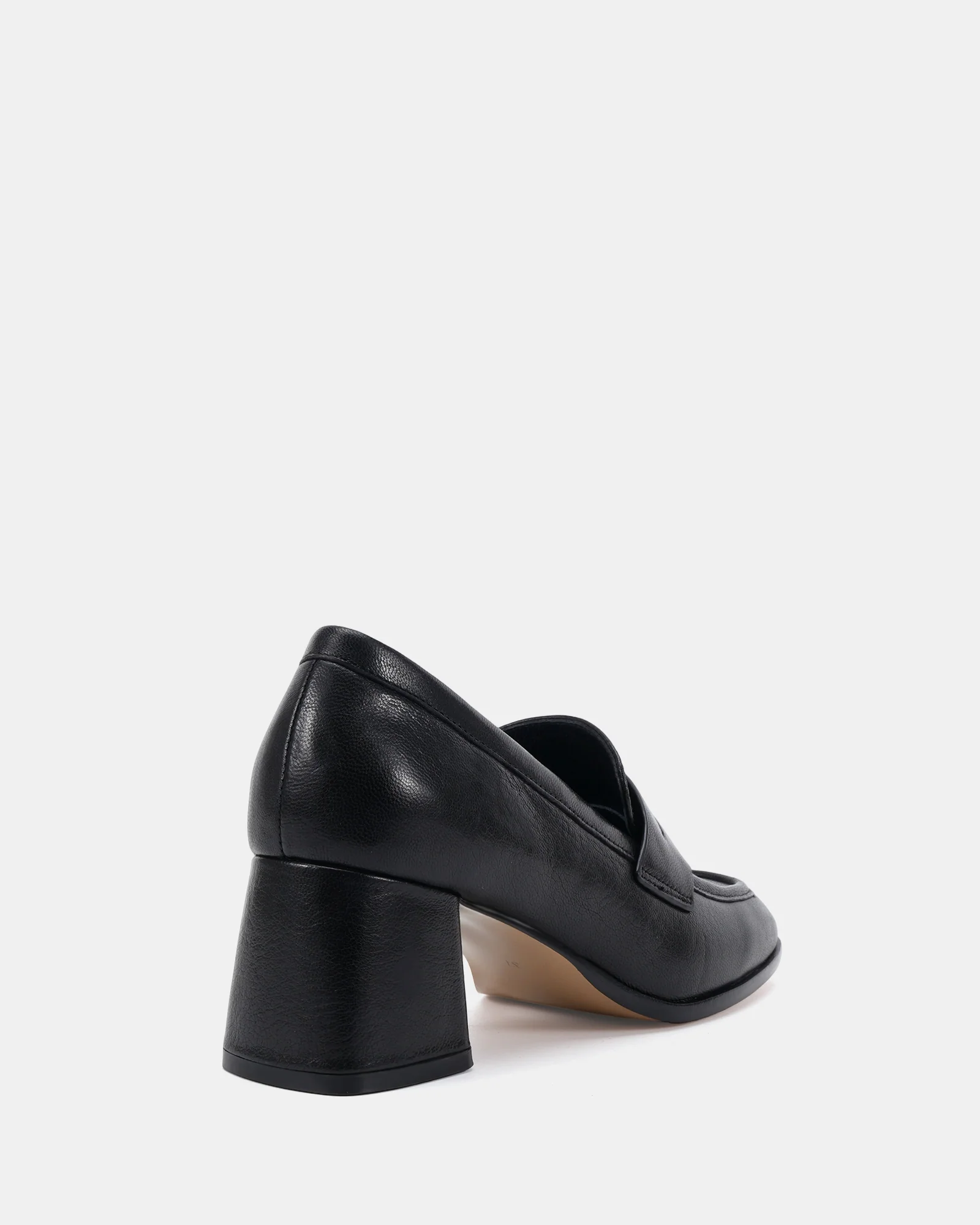 Kylie Black Leather Heeled Loafer - Image 4