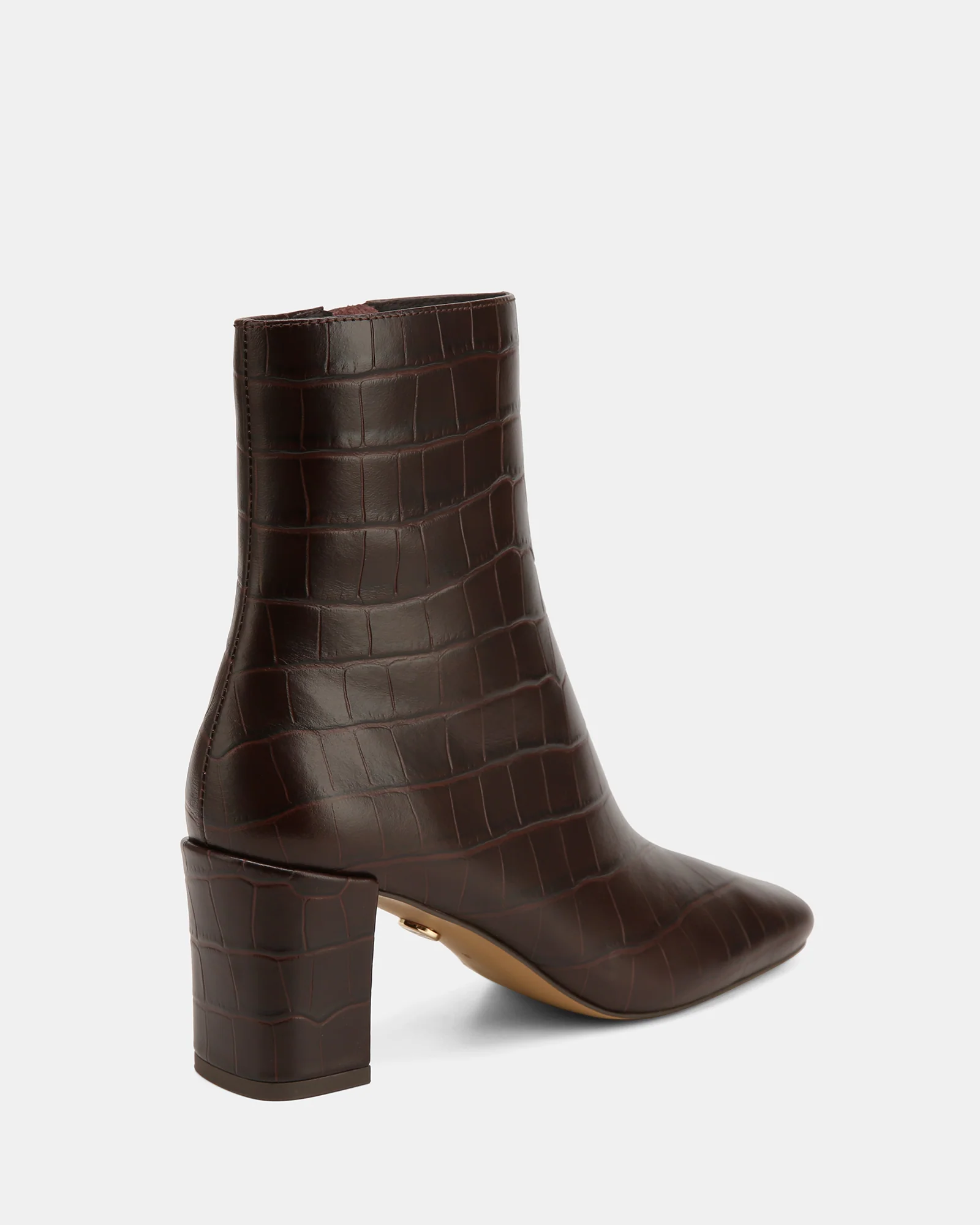 Lena Ebony Croc Embossed Leather Ankle Boot - Image 4