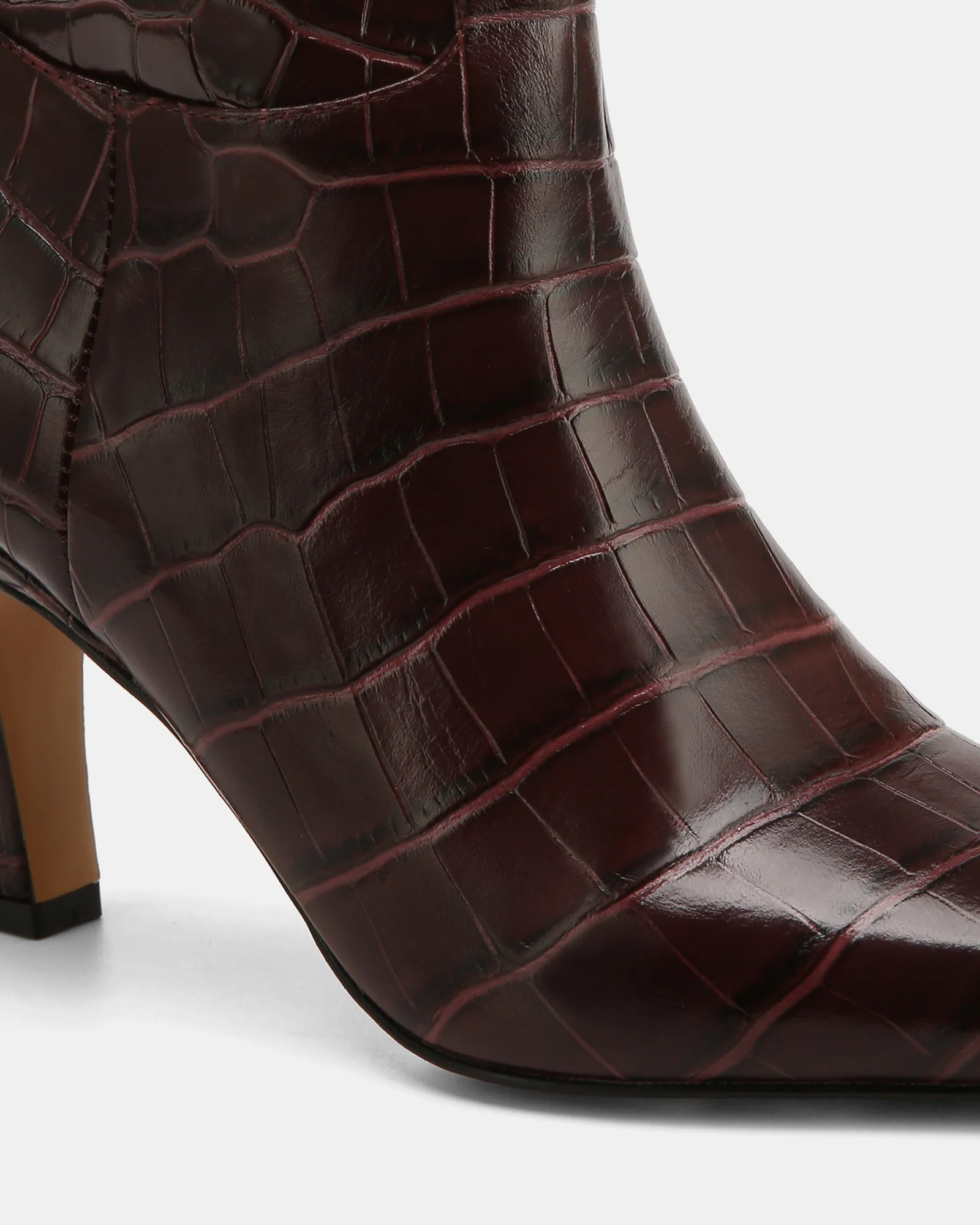 Louella Raisin Croc Embossed Leather Knee High Boot - Image 4
