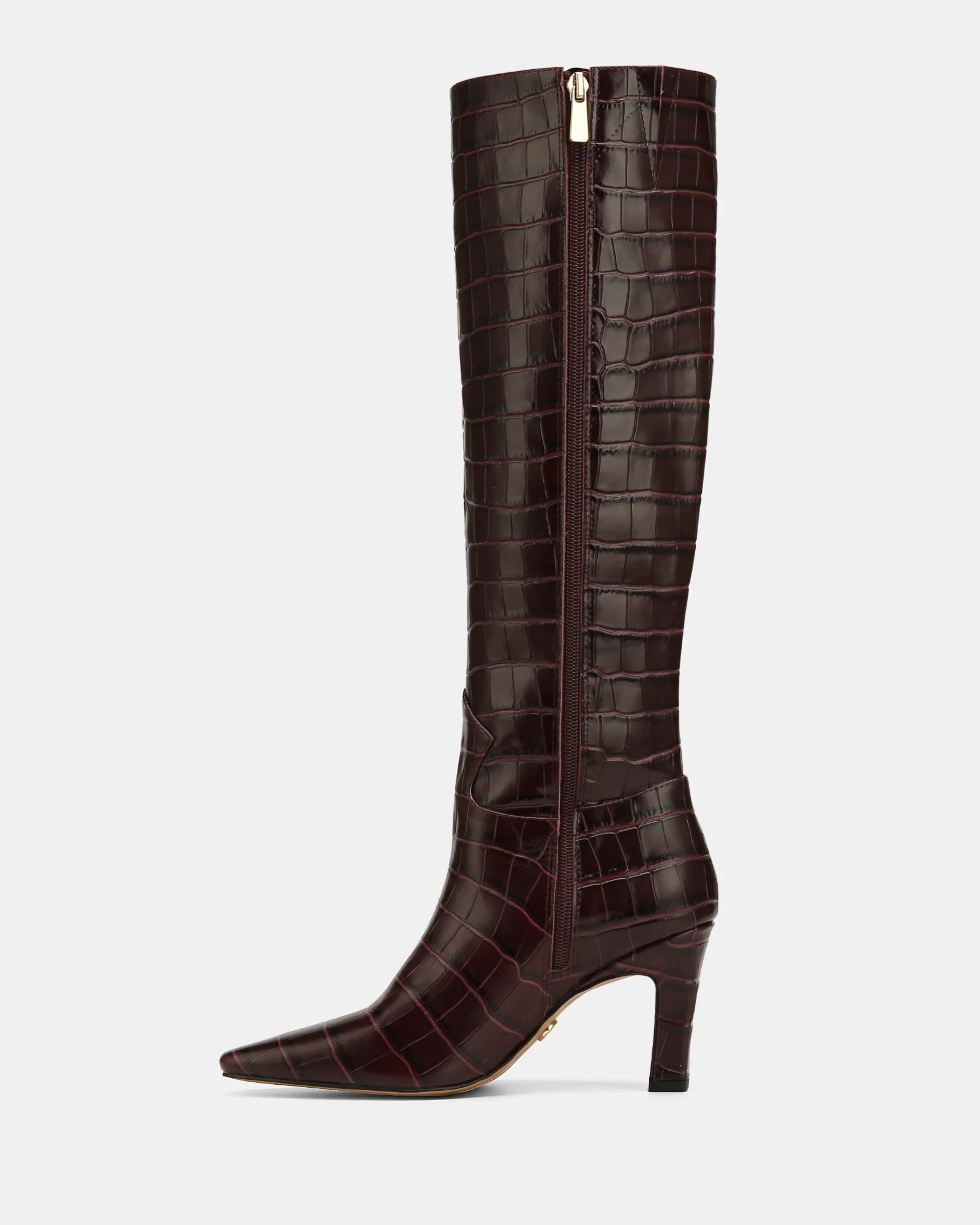 Louella Raisin Croc Embossed Leather Knee High Boot - Image 7