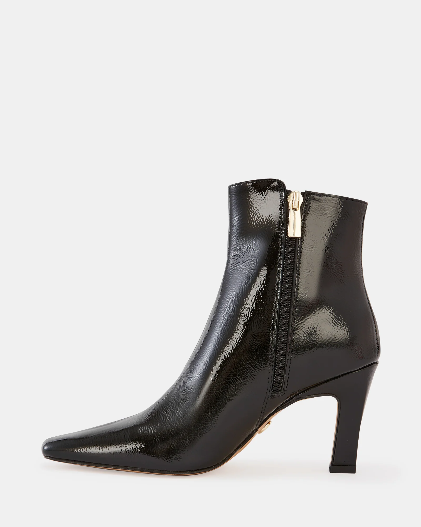Loz Black Crinkle Patent Leather Ankle Boot - Image 6