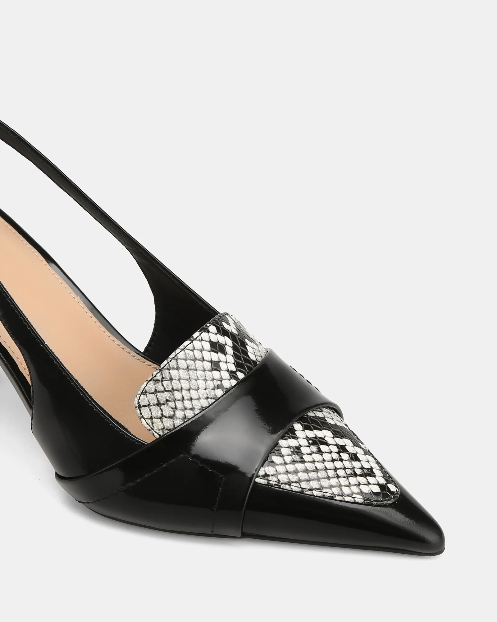 Luna Black Snake Print Leather Slingback - Image 3