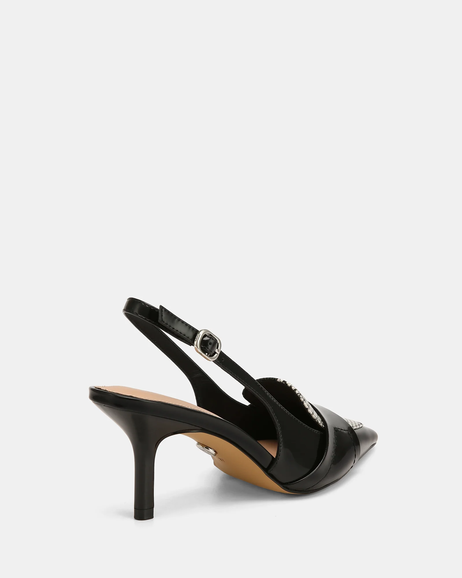 Luna Black Snake Print Leather Slingback - Image 4