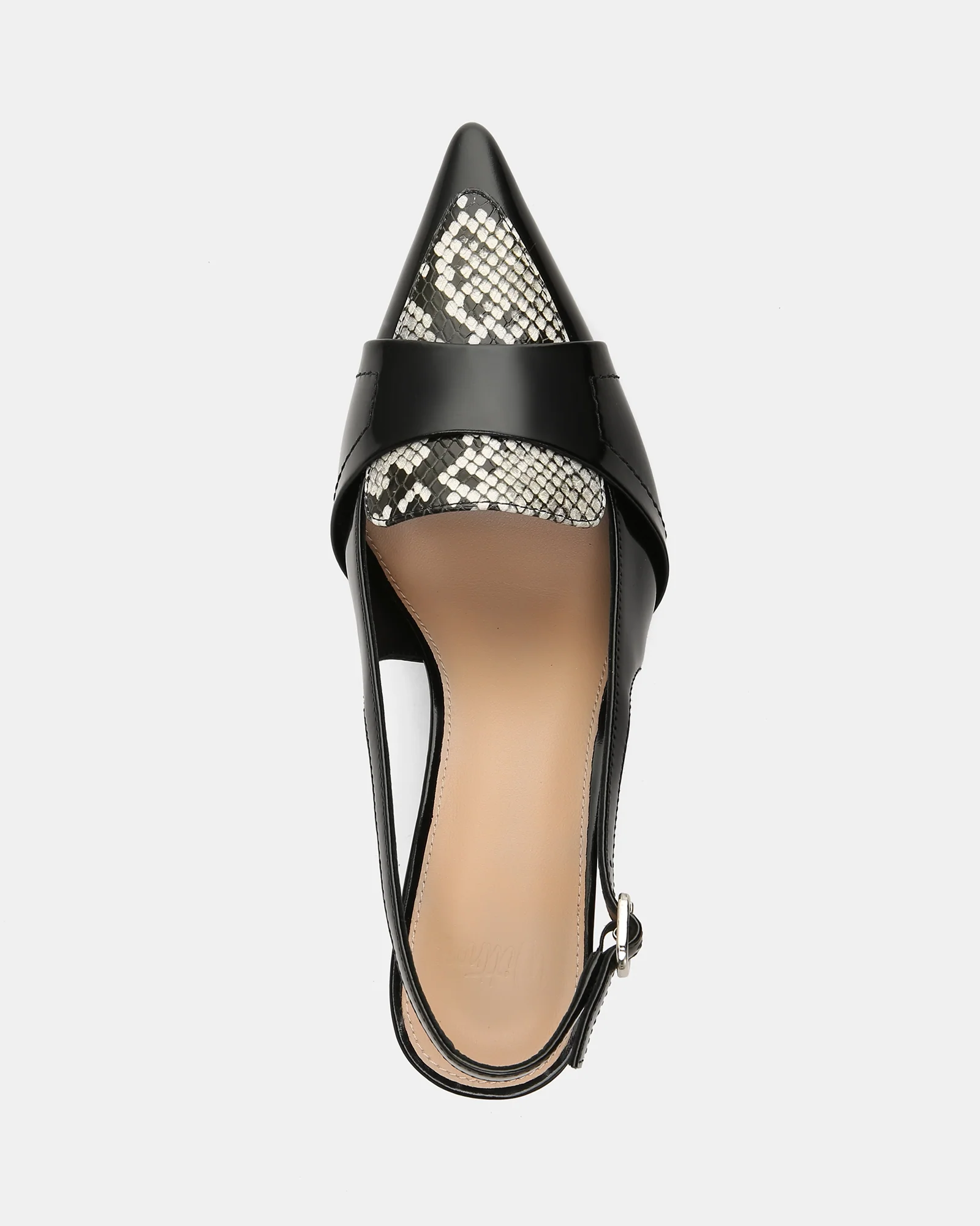 Luna Black Snake Print Leather Slingback - Image 5