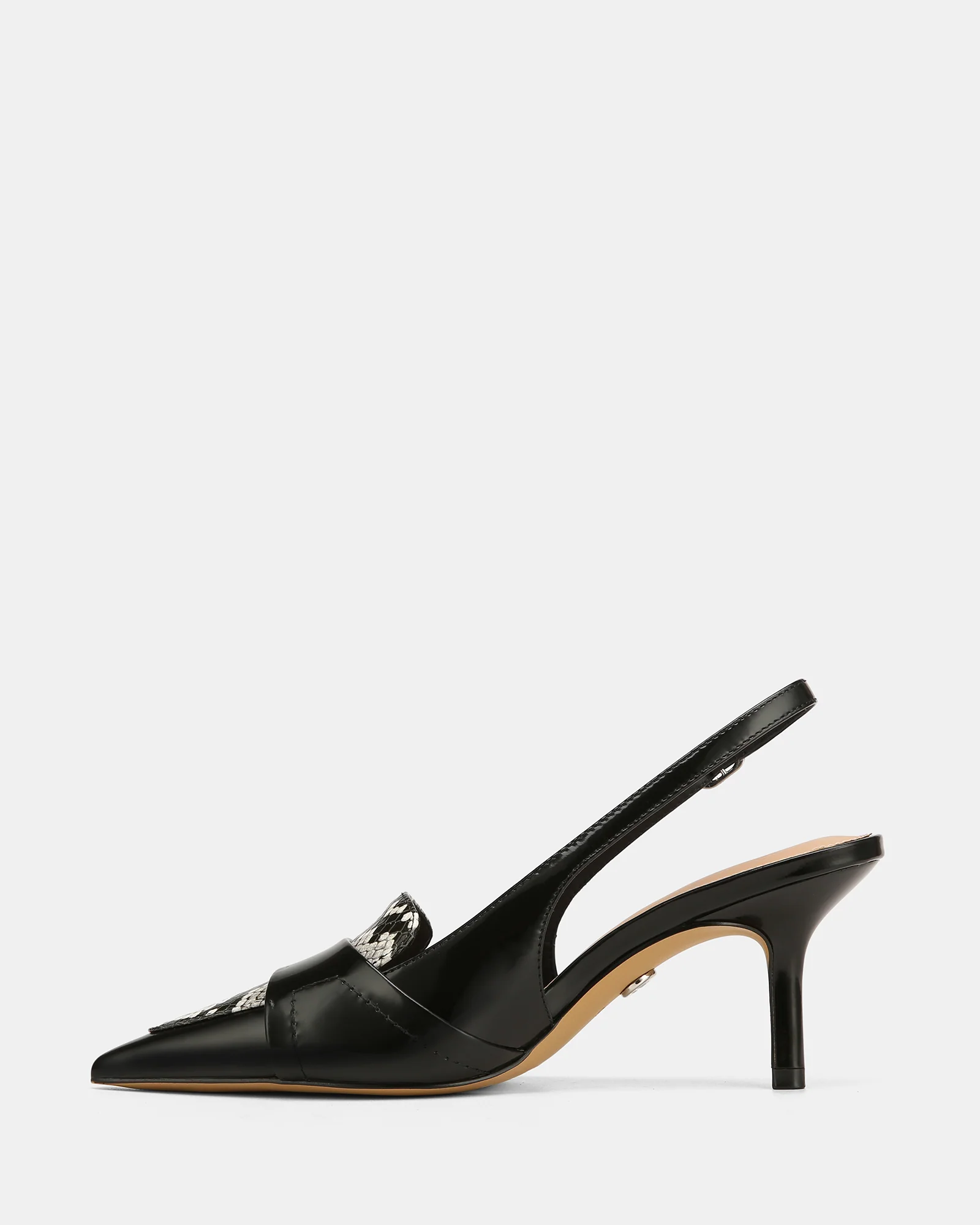 Luna Black Snake Print Leather Slingback - Image 6