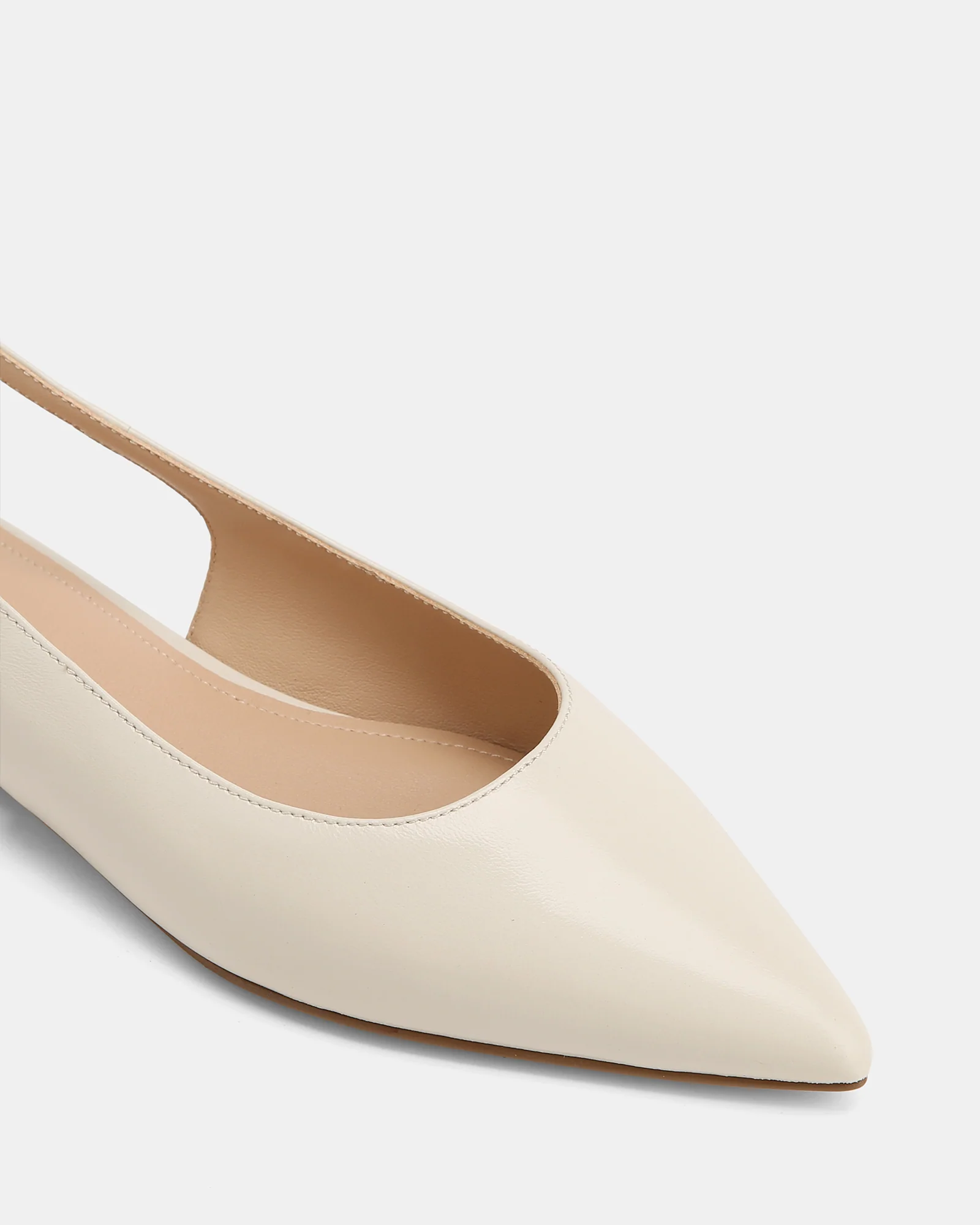Mary Ivory Hi Shine Leather Flat Slingbacks - Image 3
