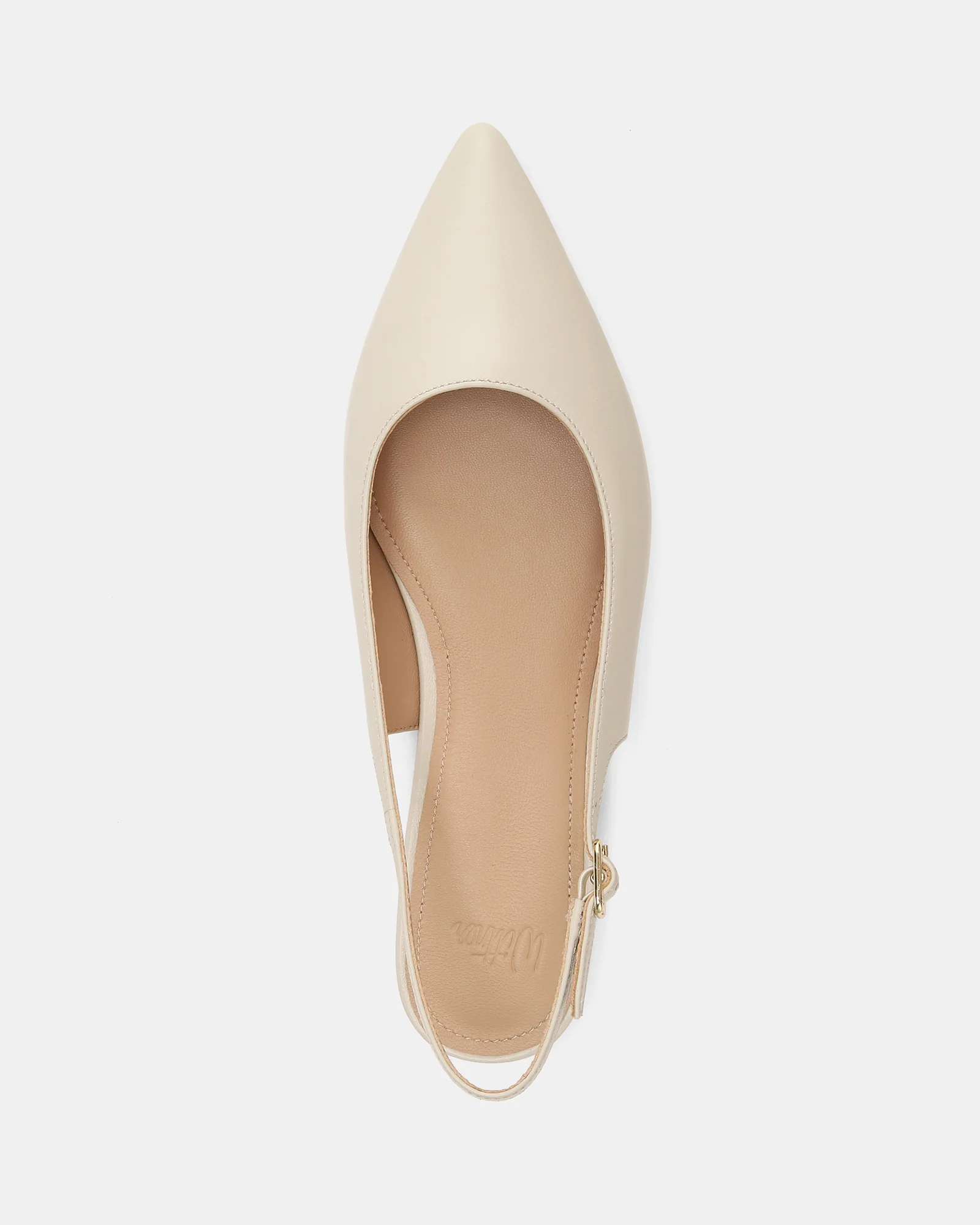 Mary Ivory Hi Shine Leather Flat Slingbacks - Image 4