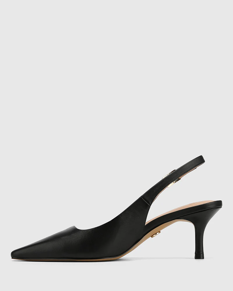 Mella Black Leather Slingback - Image 6