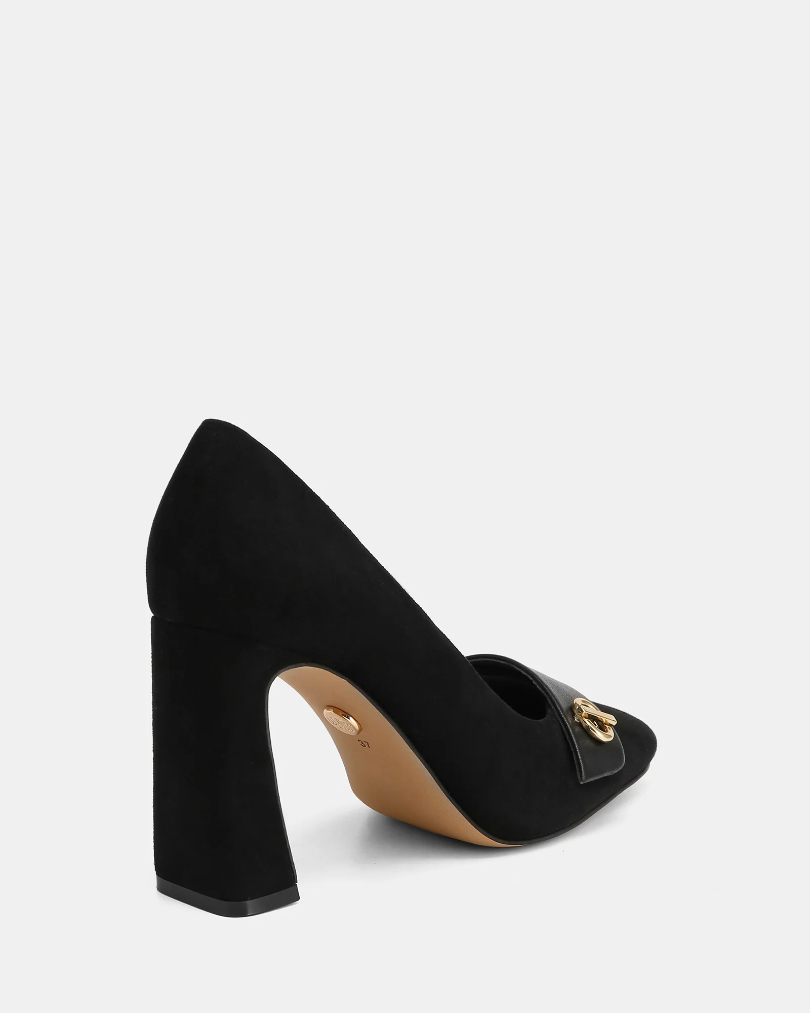 Petra Black Suede Leather Pump - Image 4