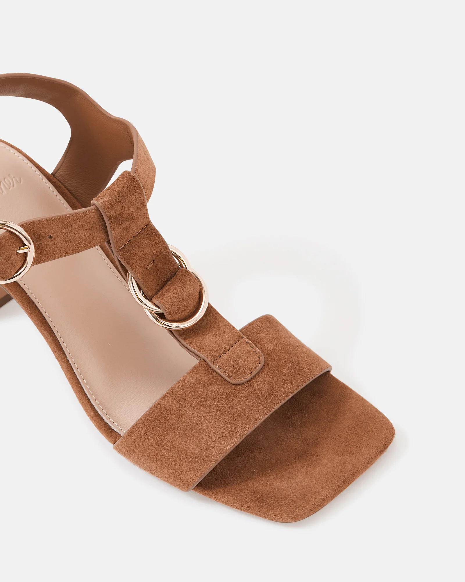 Posy Burnt Almond Suede Leather Slim Heel - Image 3