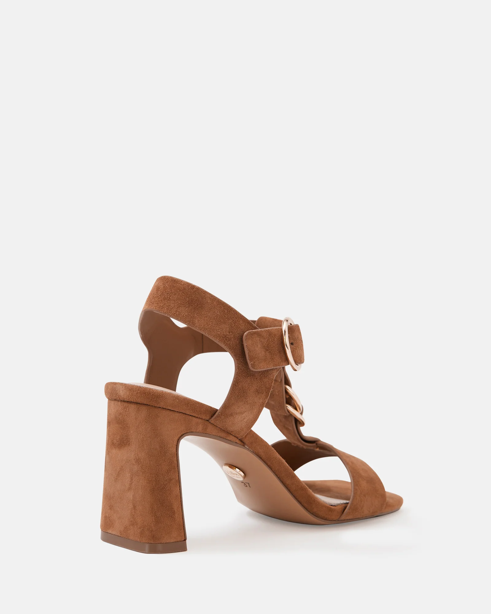 Posy Burnt Almond Suede Leather Slim Heel - Image 4