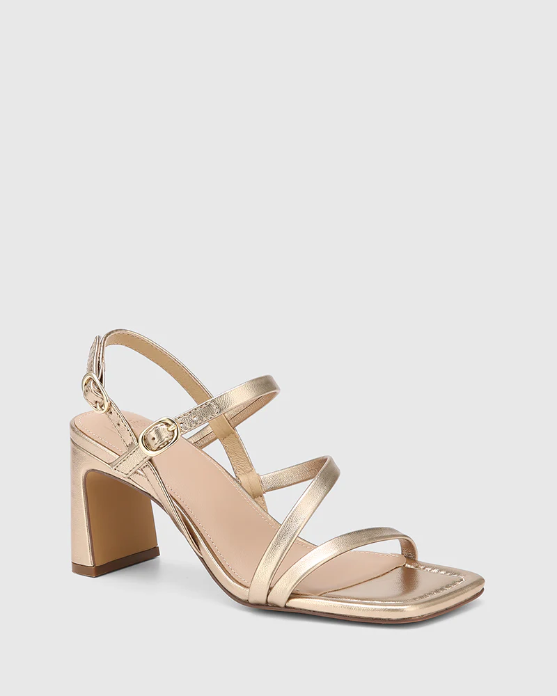 Primo Champagne Metallic Leather Strappy Heel - Image 2