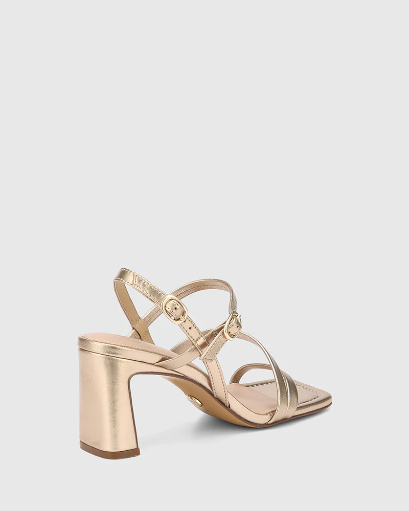 Primo Champagne Metallic Leather Strappy Heel - Image 4
