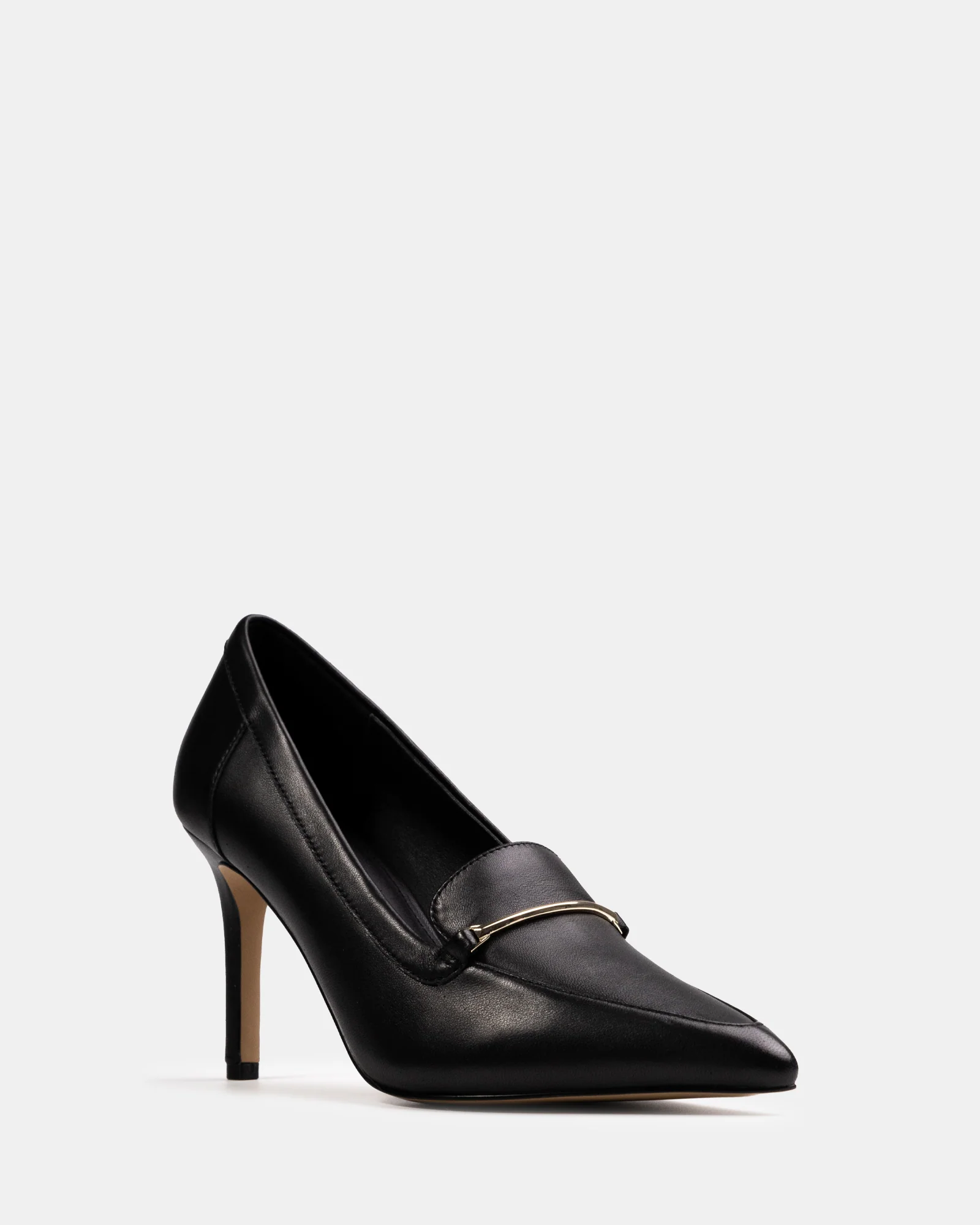 Rylan Black Leather Heeled Loafer - Image 2