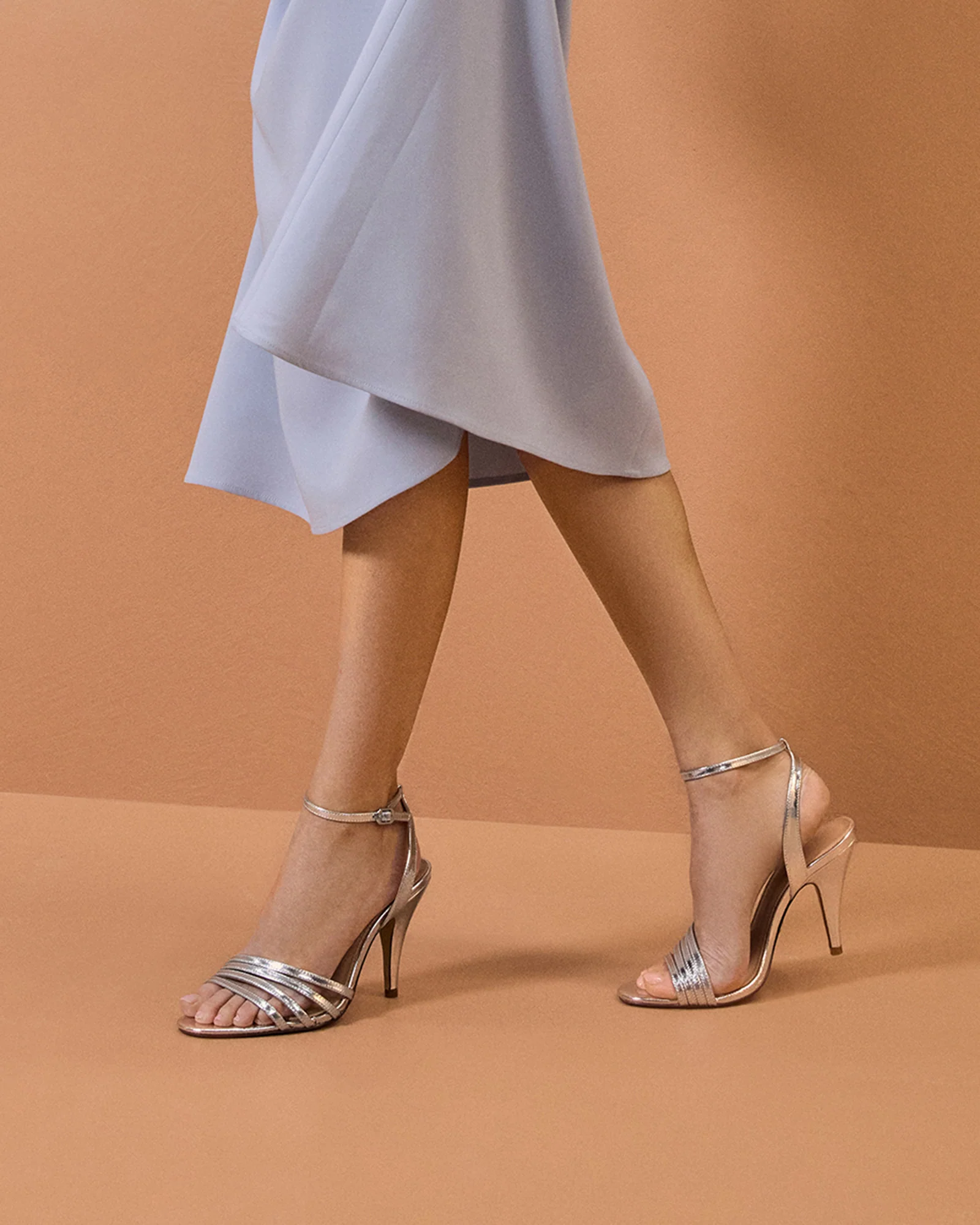 Tate Dark Silver Metallic Leather Strappy Heel - Image 7